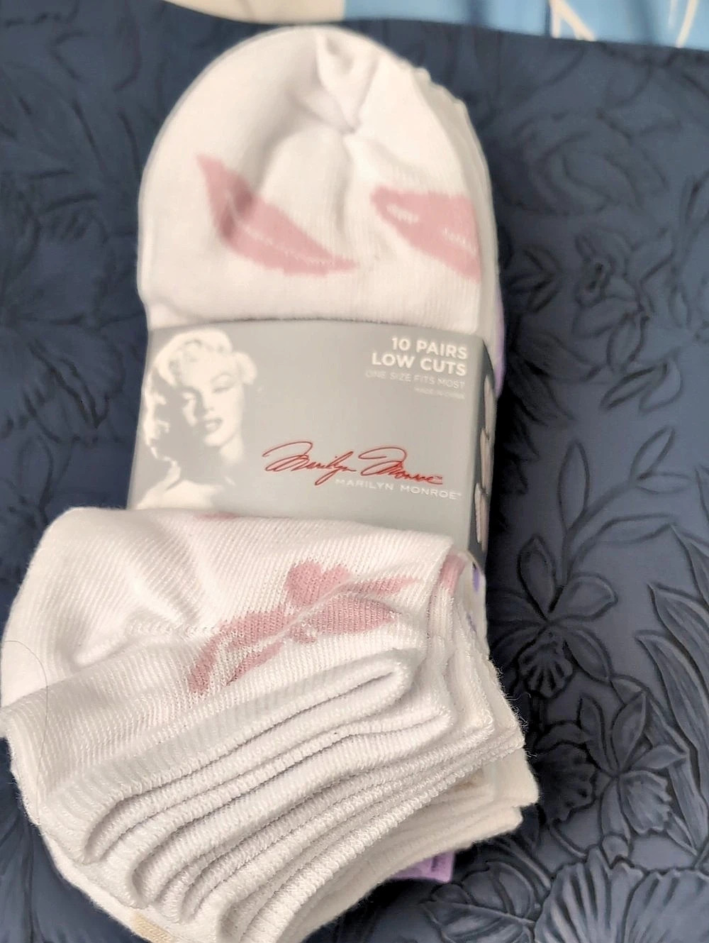 Marilyn Monroe 10 Pairs Low Cuts Socks Pack -Cut Socks White & Pink New